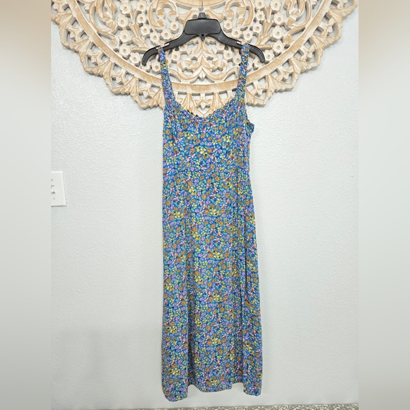 Zara Blue Floral Midi Dress - Picture 2 of 8